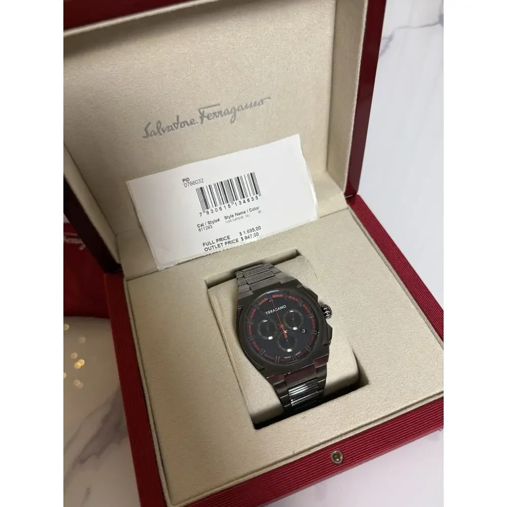 Ferragamo Supreme‎ Chrono Men’s Swiss Quartz Watch 43mm Gunmetal SFK200423